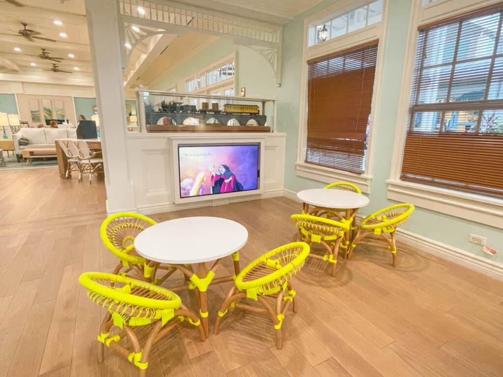kids sitting area with tv inside the Hospitality House.