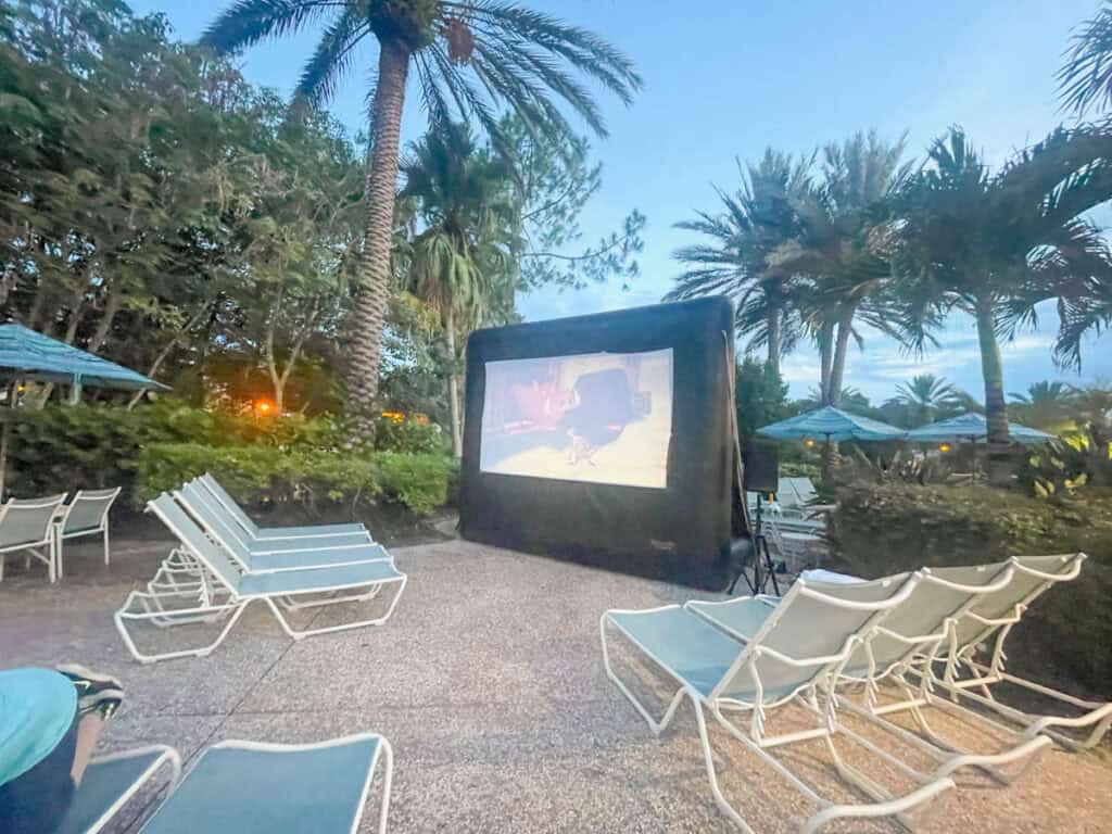 nightly movies near the pool at Old Key West.