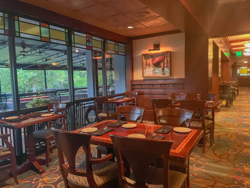 dining room inside the Turf Club.