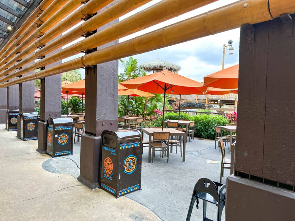outside seating area by Capt Cooks.