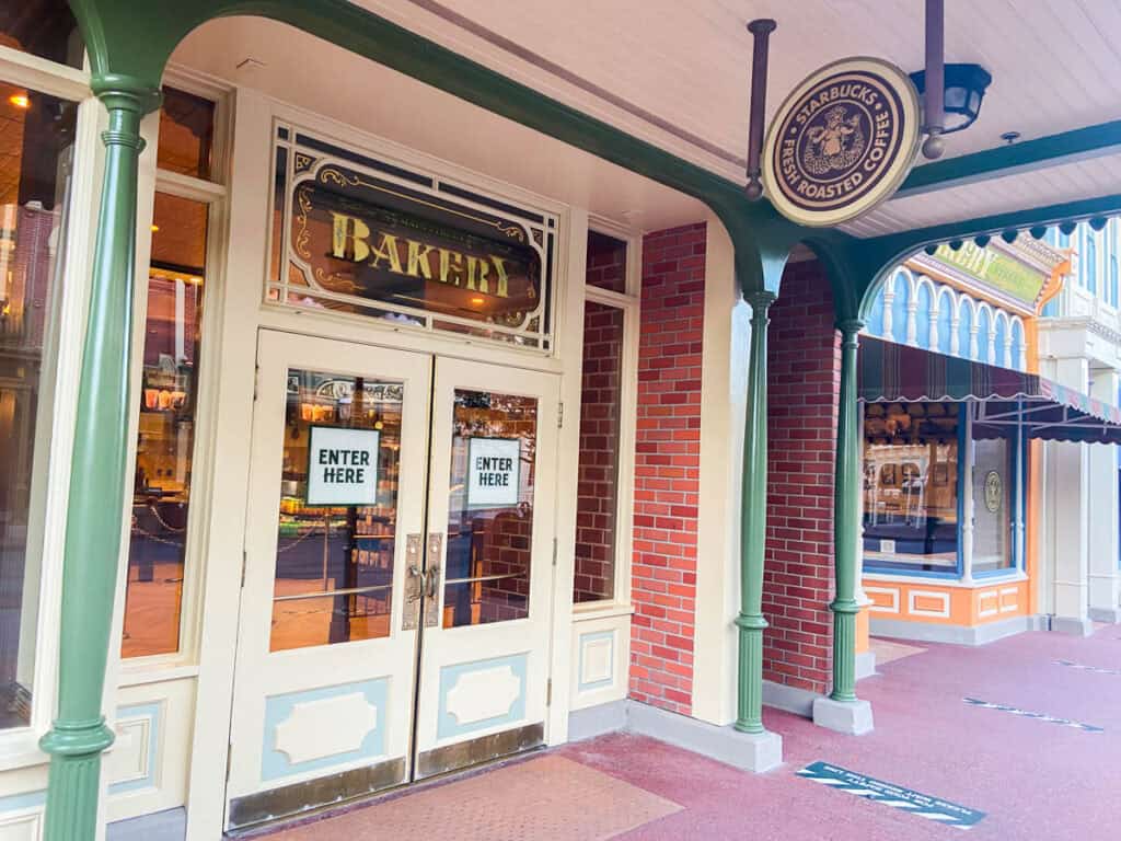 Main Street Bakery entrance at Magic Kingdom.
