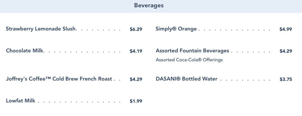 drink menu from Friar's Nook.