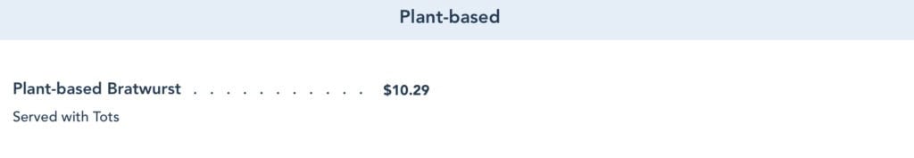 plant based menu option from Friar's Nook.