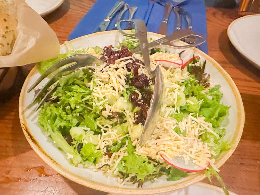 salad served with the meal at Liberty Tree Tavern.