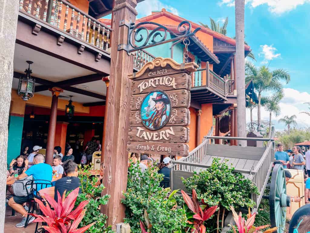 Sign outside Tortuga Tavern.
