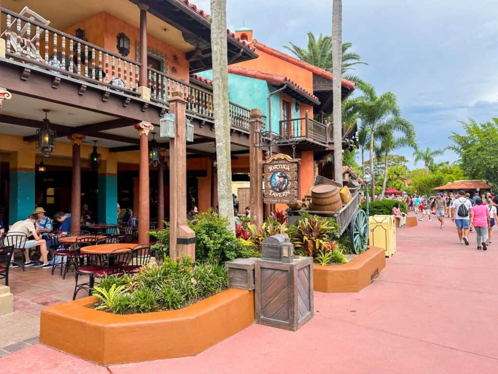 outside seating area for the Tortuga Tavern.