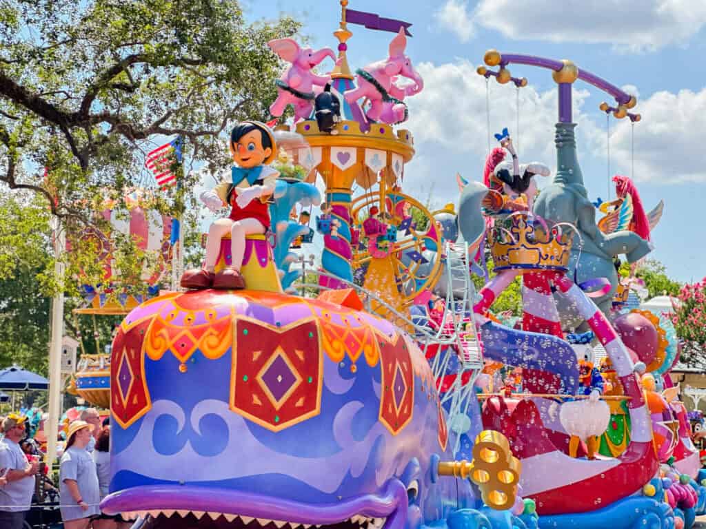 picture from the Festival of Fantasy Parade with Pinocchio.