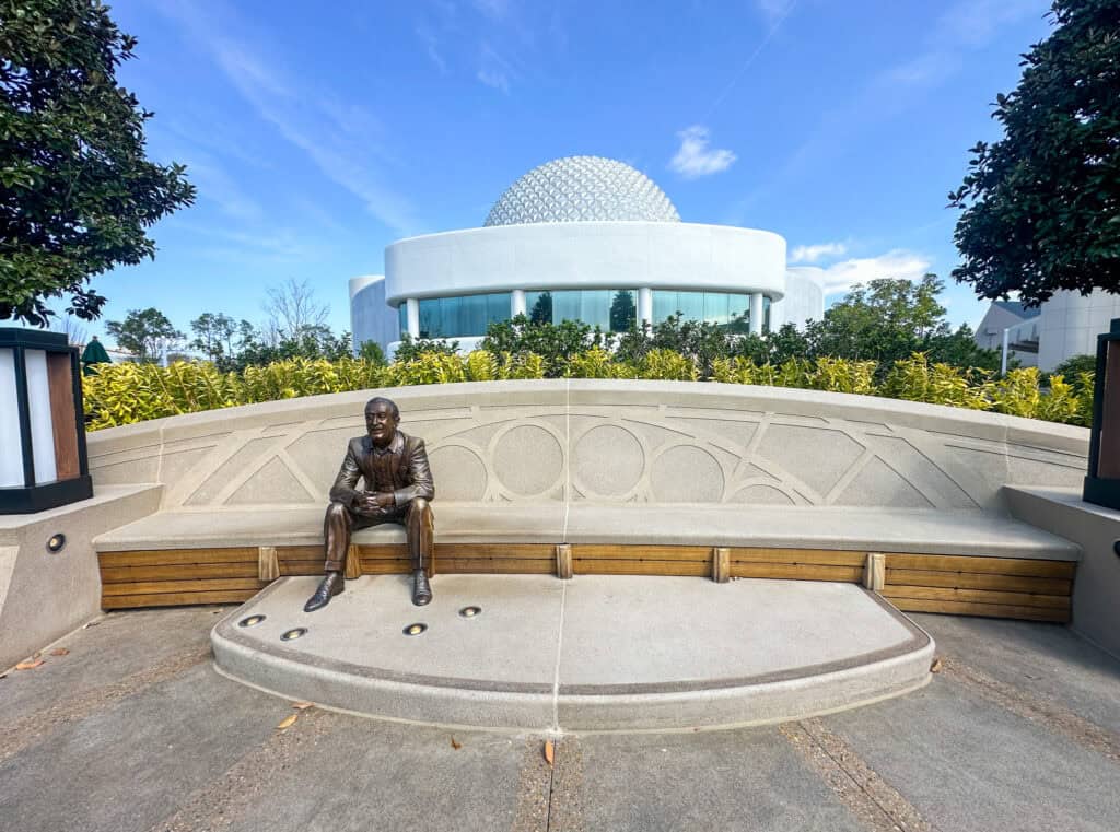 statue of Walt the Dreamer at Epcot.